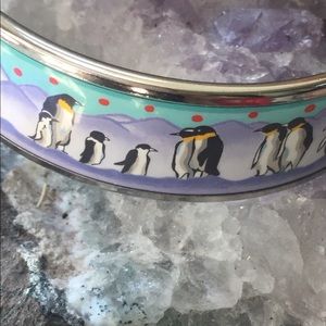 Hermes Bracelet 65 Wide Enamel  Silver Penguins